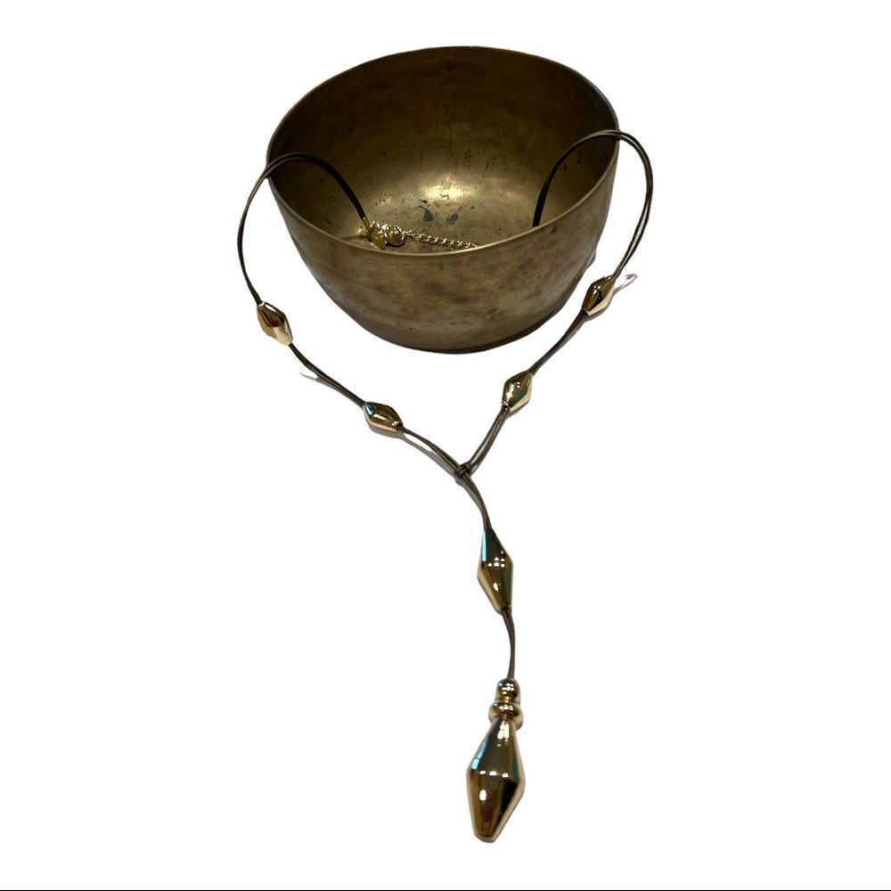 CHICO’S Women’s Long Y-Style With Cord & Chunky Gold Diamond Shapes Brown